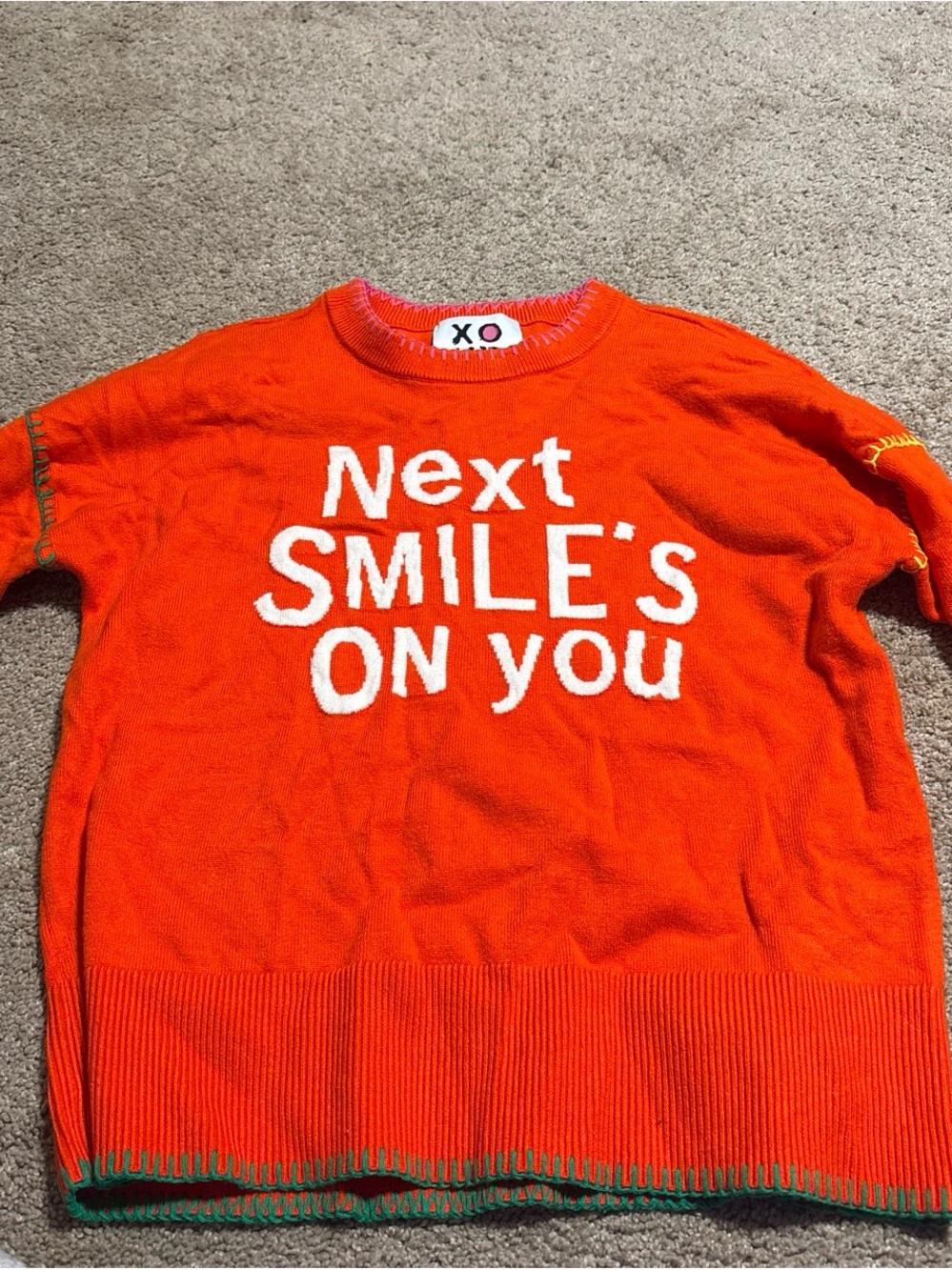 Women’s Orange "Next Smile's On You" Sweater